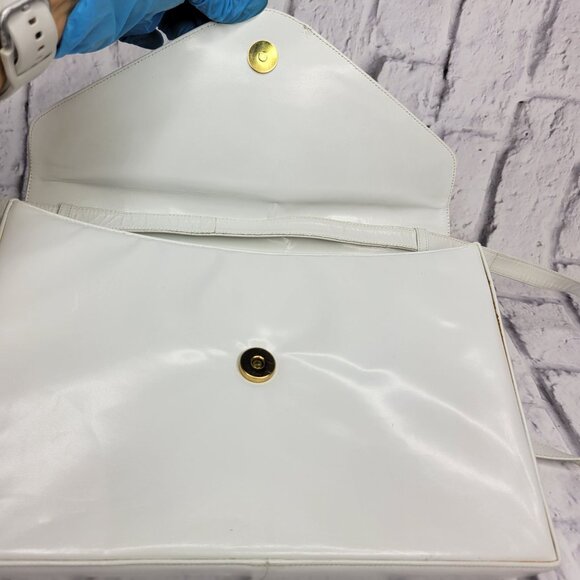 Vtg MCM Bally Womens Envelope Crossbody Bag White & Black Leather Made In Italy - Picture 10 of 11